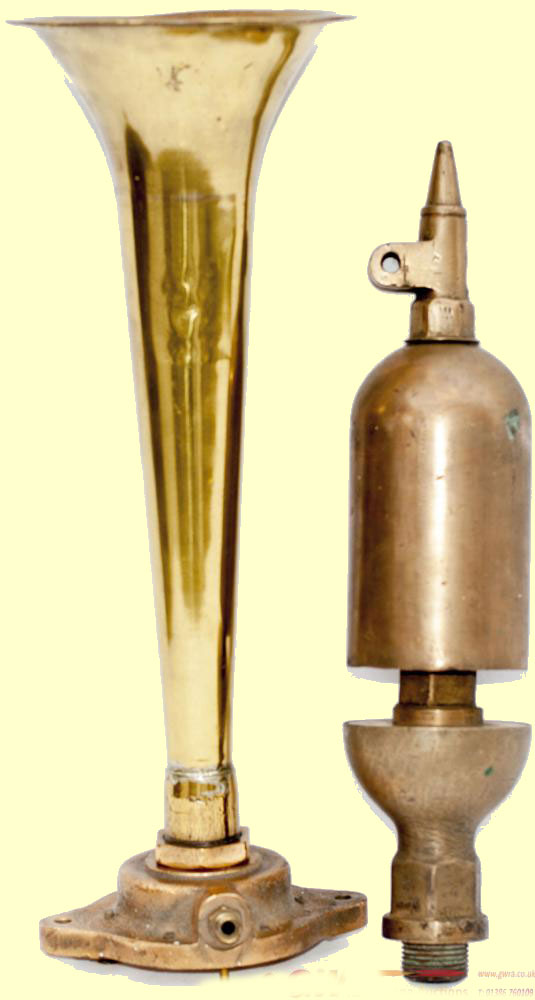 click for 15K .jpg image of GNR whistle and horn 